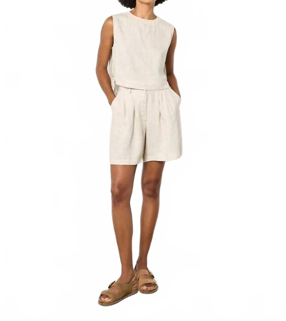 NEW APRICOT pleated mini shorts in stone